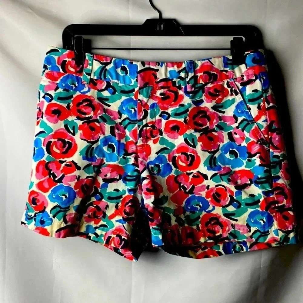 TOMMY HILFIGER WOMENS SIZE 6 SHORTS FLORAL PRINT 4” INSEAM ZIP AND HOOK CLOSURE‎